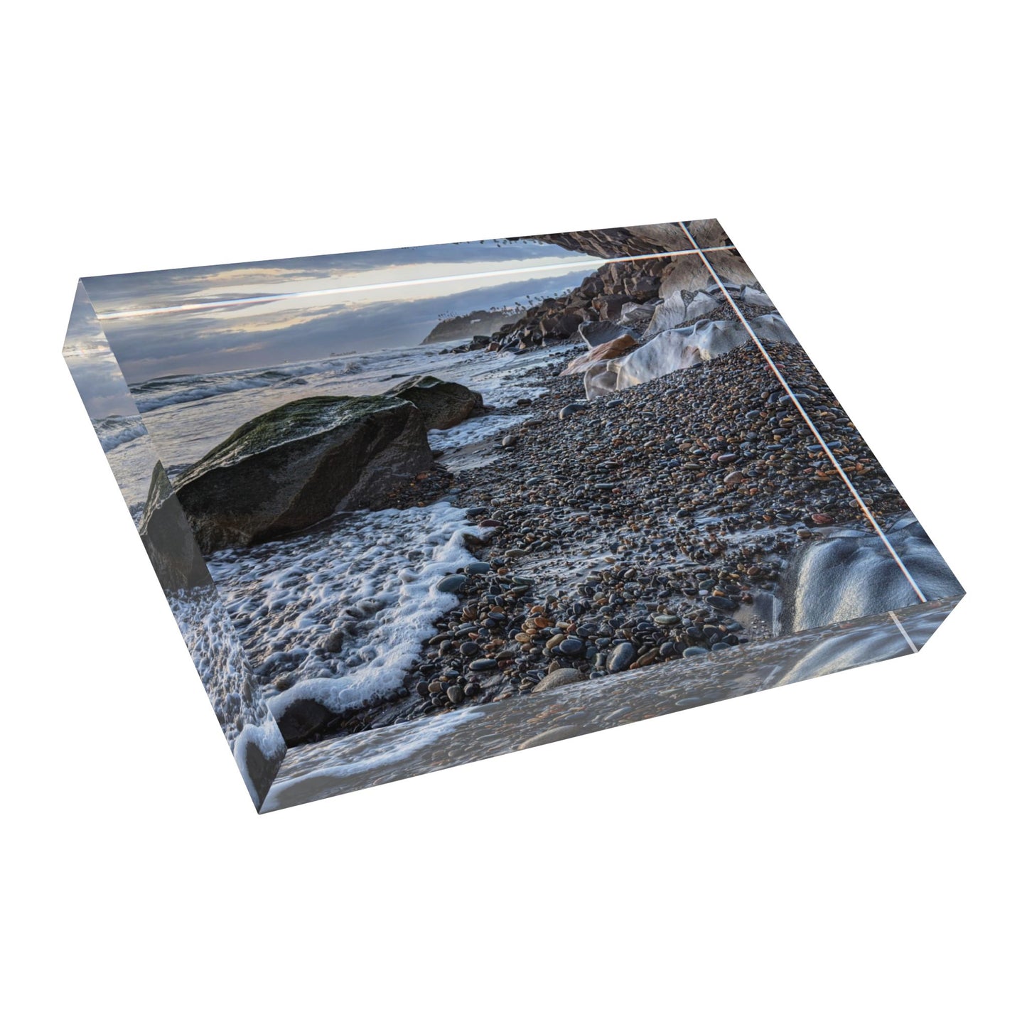 Swamis Vibe Surf and Sunsets 3D Photo Blocks - Swamis Beach Melted Rocks Photo Block Ocean Landscape Photo Block #1052, Decorative Home Decor, Nature Lover Gift, Nautical Art, Beach House Decoration