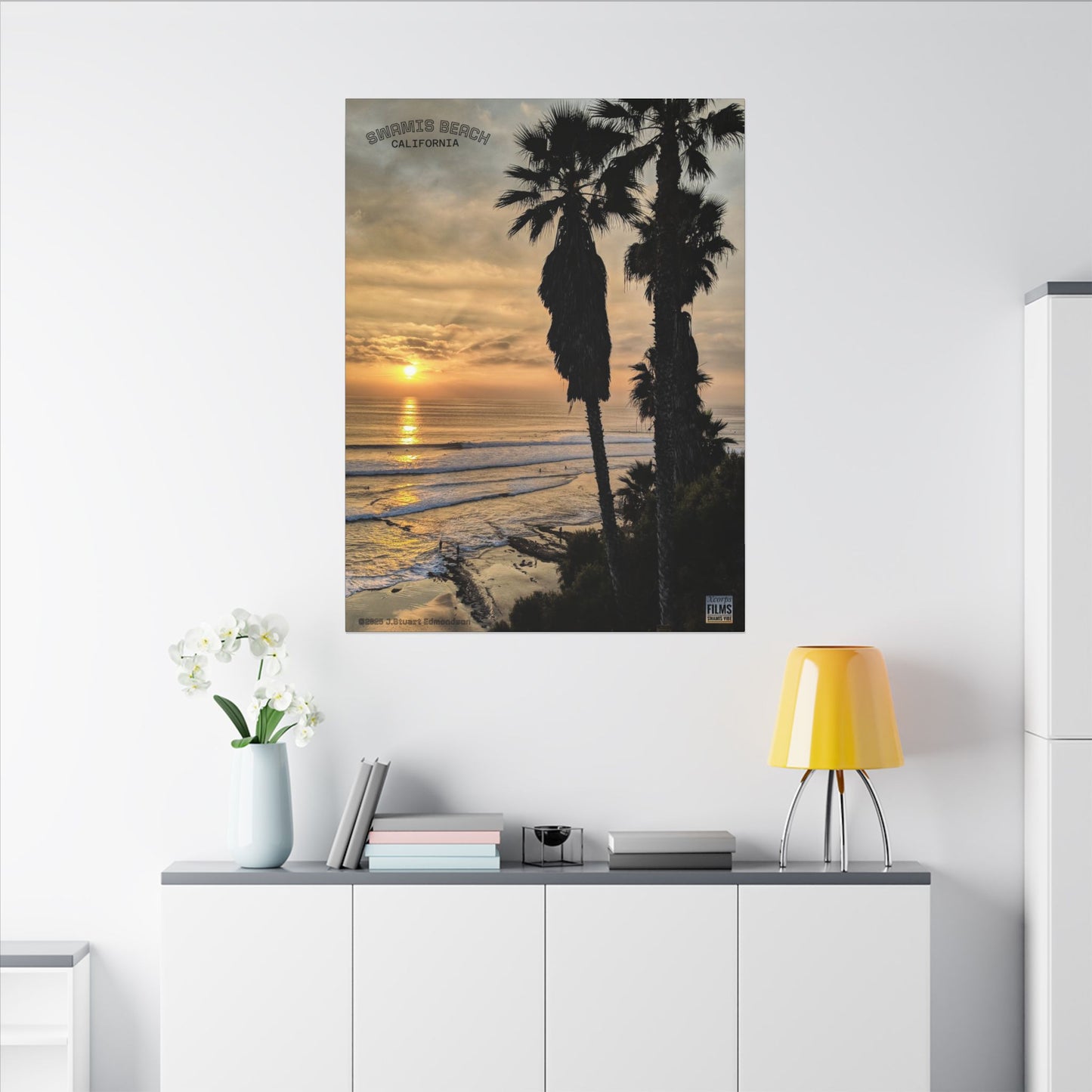 Swamis Vibe Encinitas California JSE Photograph #259 Swamis Winter Sunset Canvas Wall Art, Coastal Home Decor, Beach Vibes, Room Aesthetic, California Sunset, Gift for Ocean Lovers