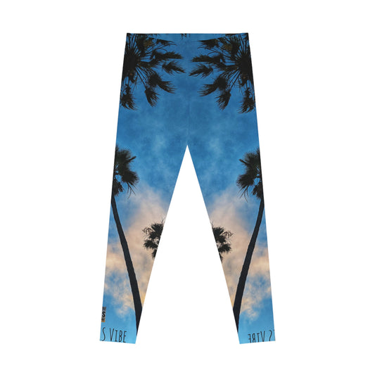 Swamis Vibe Encinitas California JSE Designs Palm Tree Leggings #3. Tropical Palms Leggings - Perfect for Yoga, Beach Days, Summer Vibes, Exercise, and Casual Outings