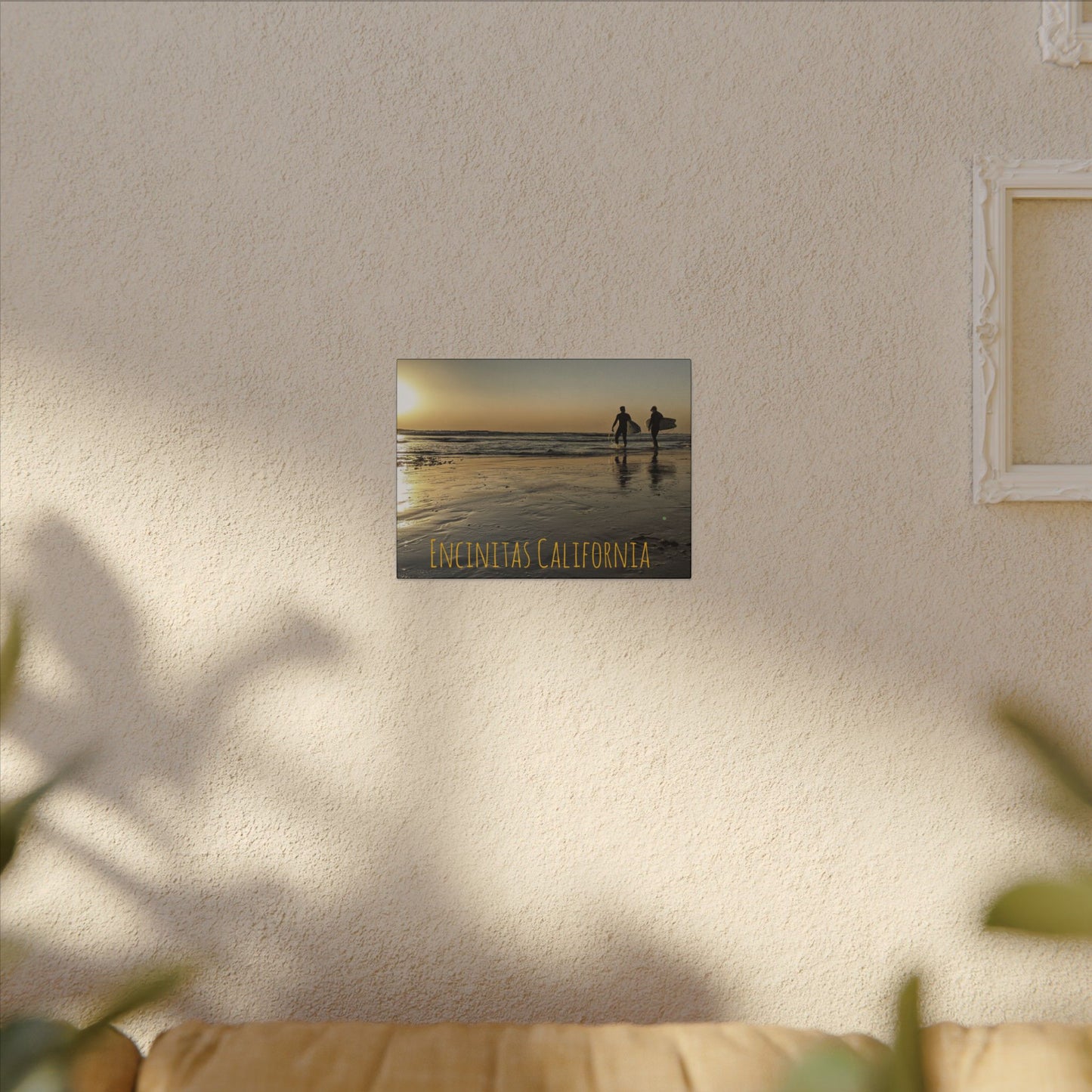 Swamis Vibe Encinitas California JSE Photograph #138. Swamis Sunset Surfers Matte Canvas, Stretched, 0.75" (Multi-Size)