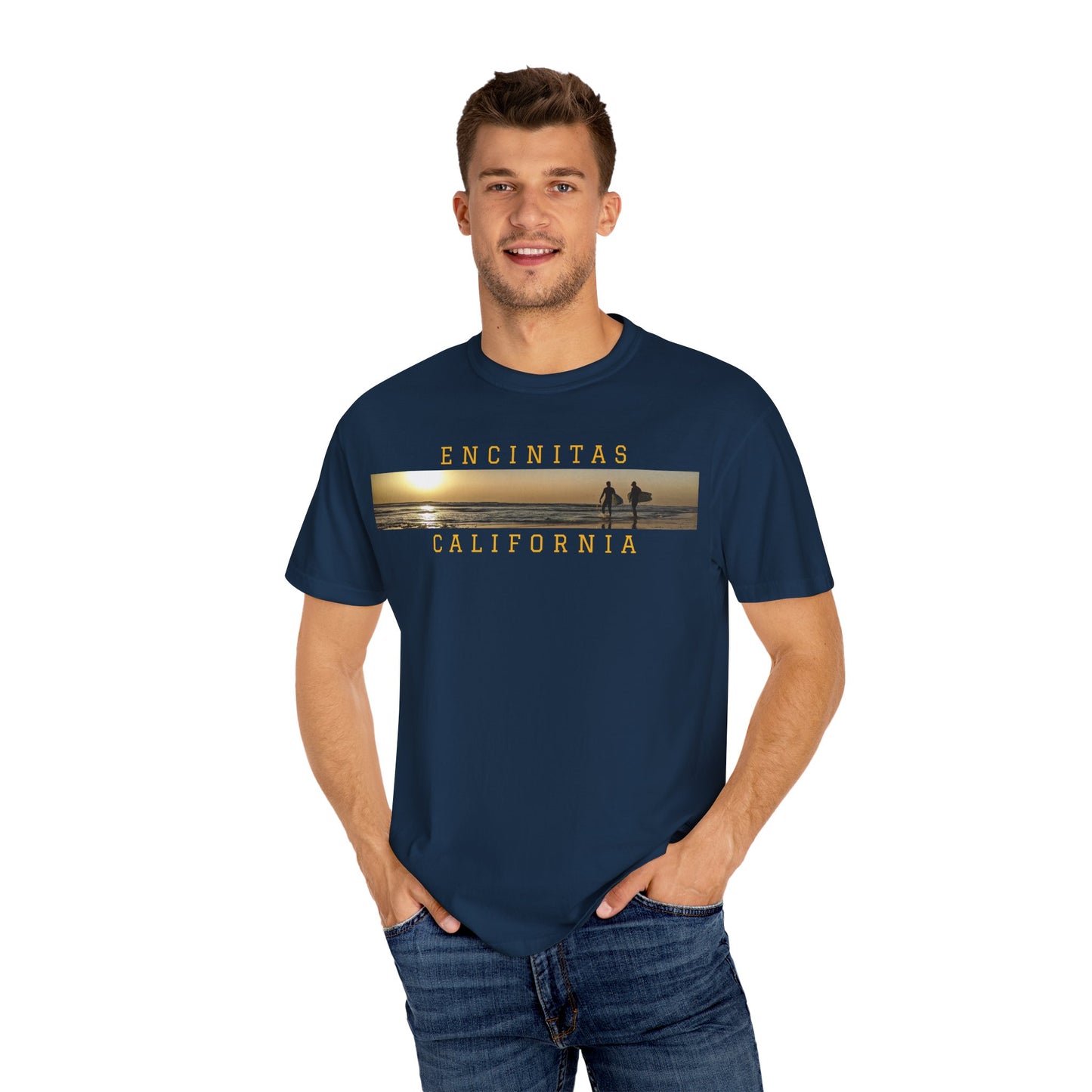 Swamis Vibe Encinitas California JSE Designs #517 Swamis Vibe Surf Film Unisex Tee Shirt, Summer Clothing, Gift for Surfers, Unisex Beach Tee, Casual Wear, Vacation Shirt, Encinitas Style