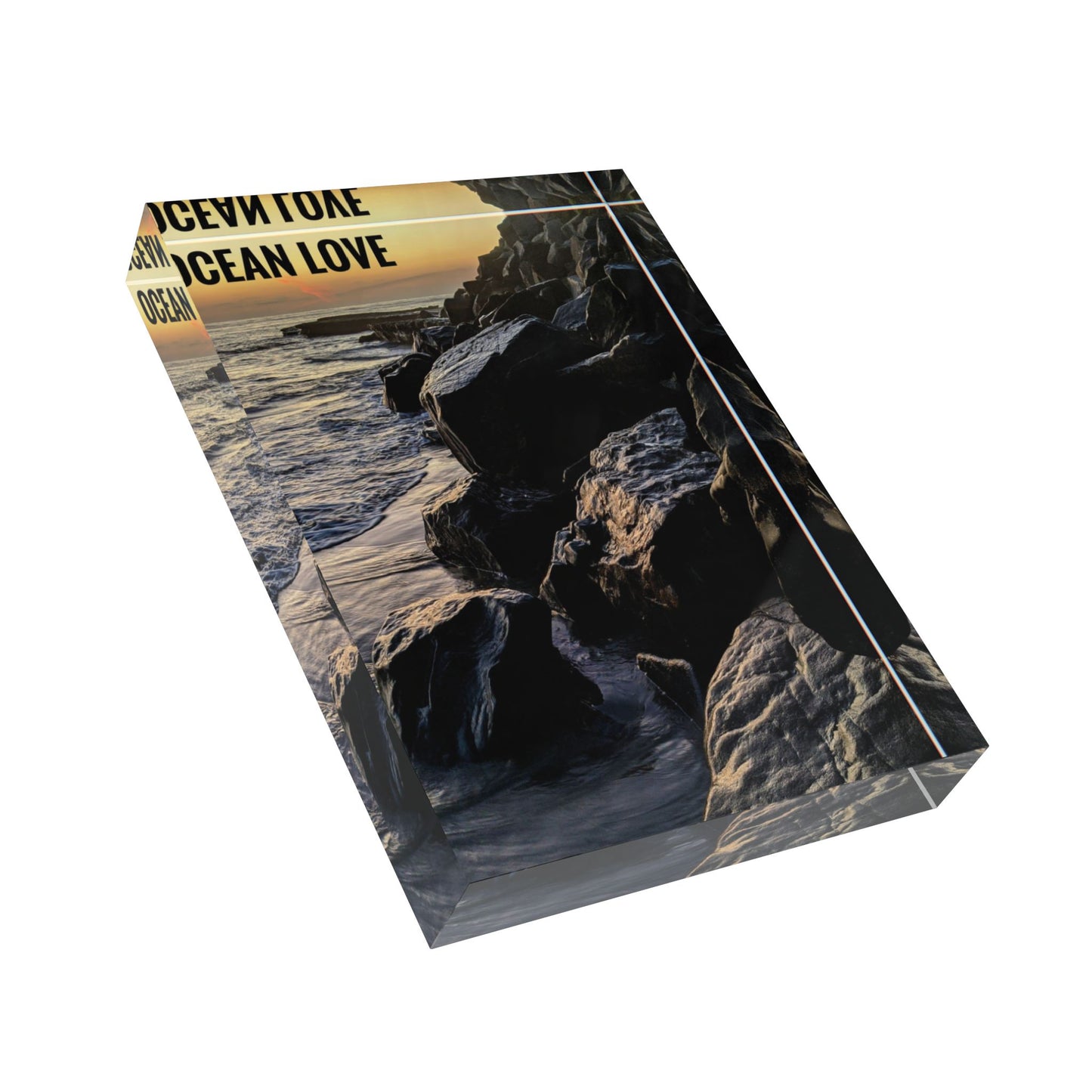 The Swamis Vibe Surf and Sunsets Photo Series Melted Rocks #1. Ocean Love - Photo Block, Decorative Home Decor, Ocean Theme Art, Gift for Beach Lovers, Coastal Wall Art, Unique Nautical Present