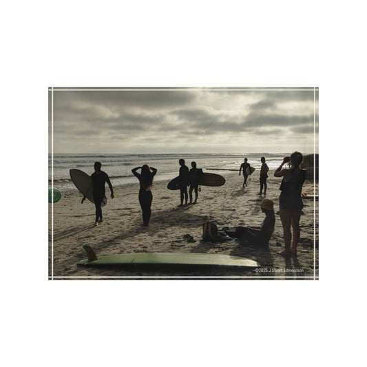 Swamis Vibe Surf and Sunsets Surfers on Swamis Beach Photo Block, Beach Decor, Home Accent, Personalized Gift, Ocean Theme, Family Memories Display