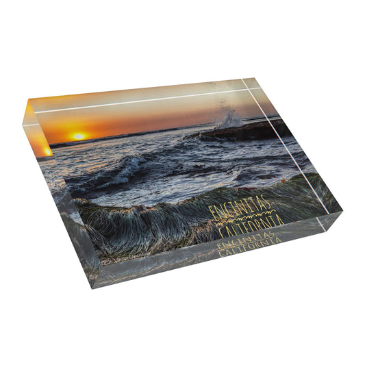 Swamis Reef Surf Park Ocean Sunset #7. Enchanting Encinitas Photo Block - Coastal Home Decor, Beach Themed Gift, Nautical Art Piece, Sunset Wall Art, Ocean Vibes Decoration