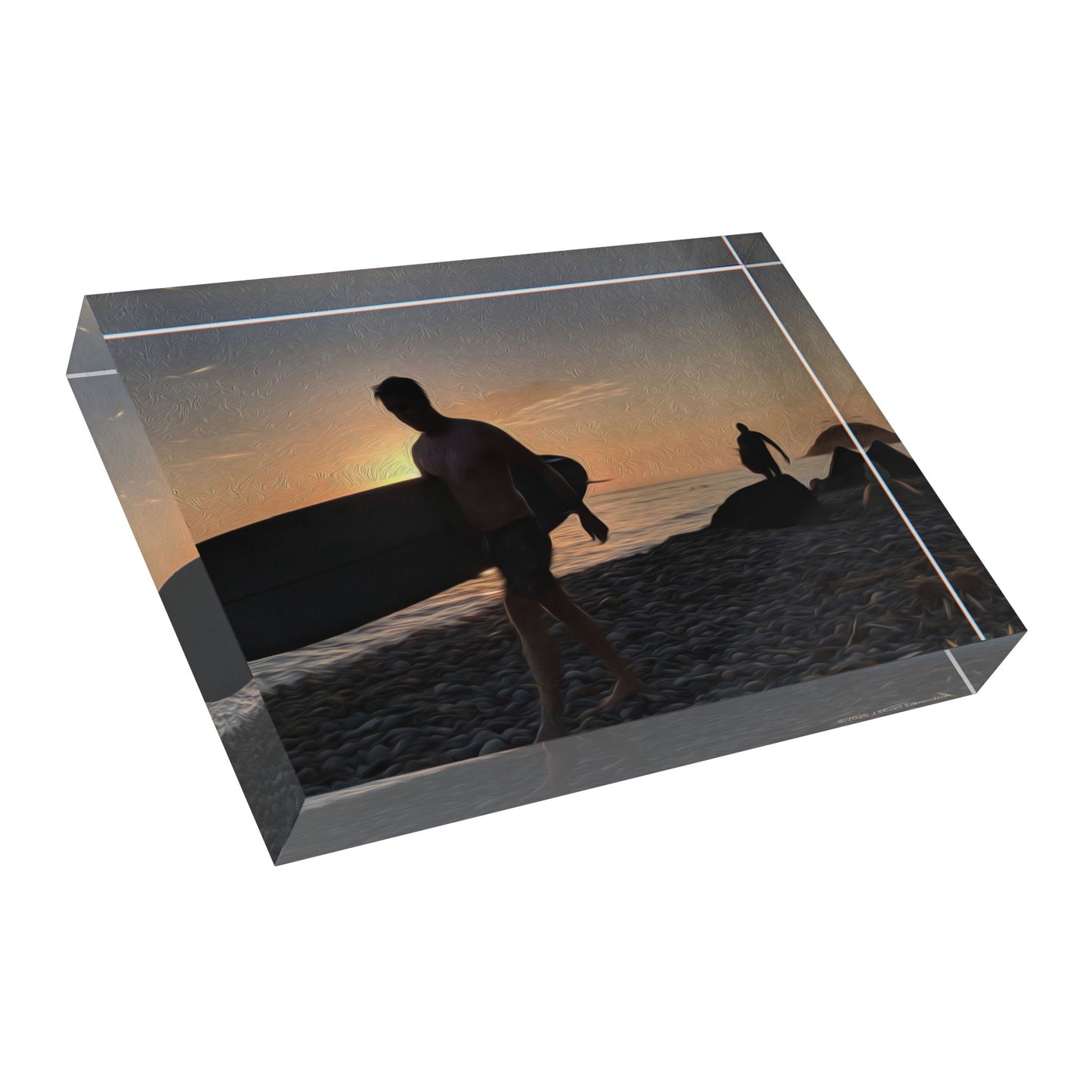 The Swamis Vibe Surf and Sunset Photo Film series Encinitas California - Surfers Silhouettes #1 Sunset Surf Photo Block Display, Photo Art, Home Decor, Gifts for Surfers, Beach Lovers, Coastal Decor