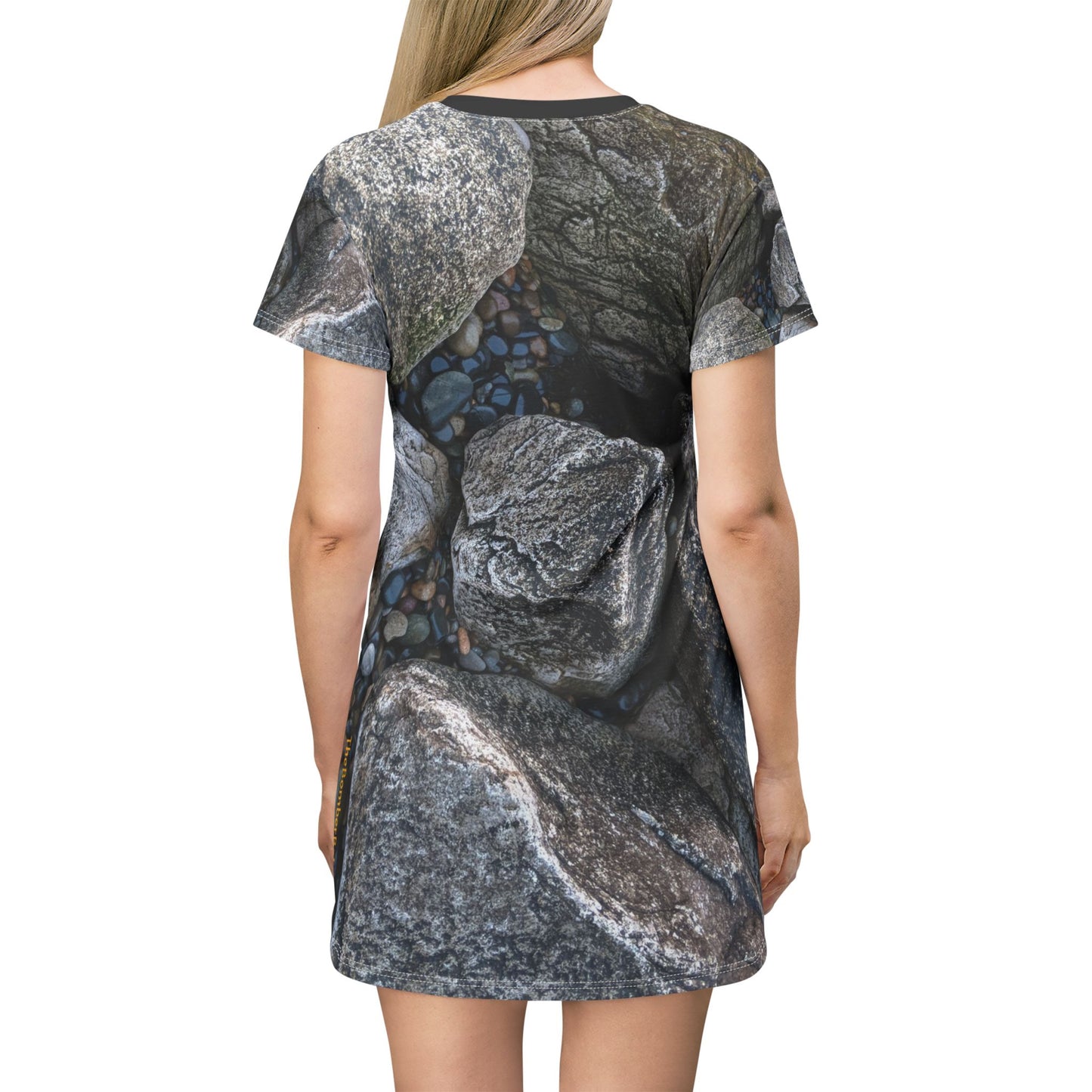 Swamis Vibe Stone T-Shirt Beach Dress #8. Swamis Melted Rocks Artistic Nature T-Shirt Dress Nature-Inspired T-Shirt Dress, Rock Pattern Casual Dress, Summer Outfit, Beach Cover-Up, Eco-Friendly Apparel