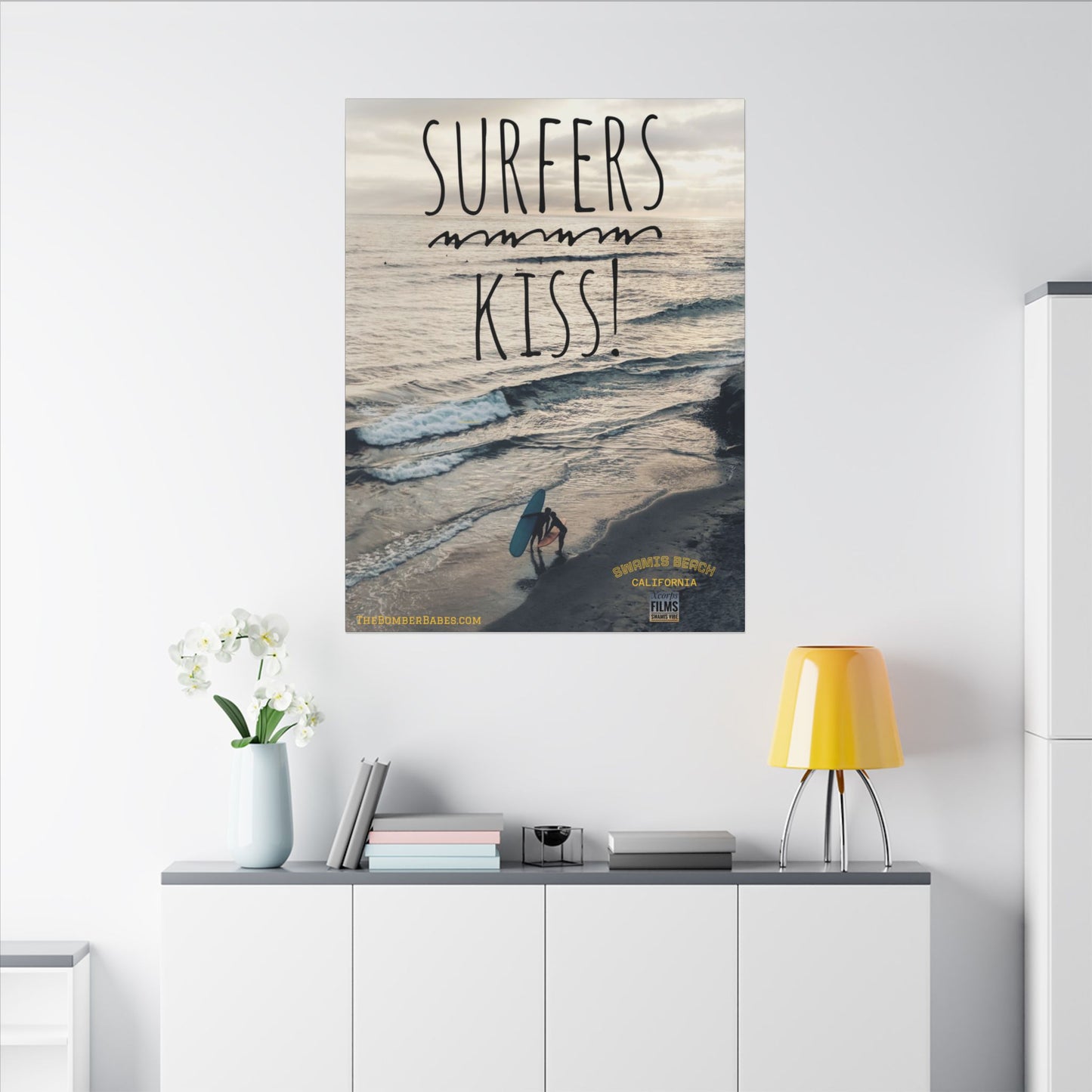 Swamis Vibe Encinitas California JSE Photograph #217 Surfers Kiss Ocean-Inspired Canvas Wall Art, Surf Decor, Beach Lover Gift, Coastal Home Decor, Matt Box Canvas