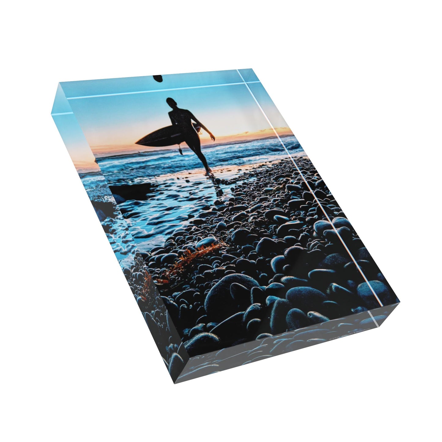 Swamis Vibe Surf and Sunsets 3D Photo Blocks BLUE Alien Surfer Beach Photo Block | Home Decor, Coastal Vibes, Gift for Surfing Enthusiasts, Wall Art, Personalized Keepsake