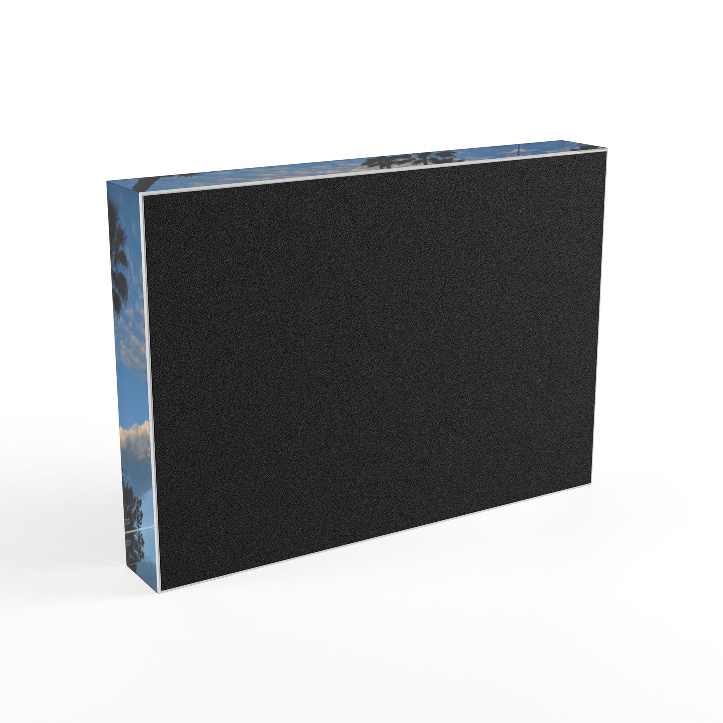 Swamis Vibe Surf and Sunsets Swamis Clouds Palm Tree Photo Block – Coastal Decor, Nature Wall Art, Gift for Home, Beach Lovers, Photography Display