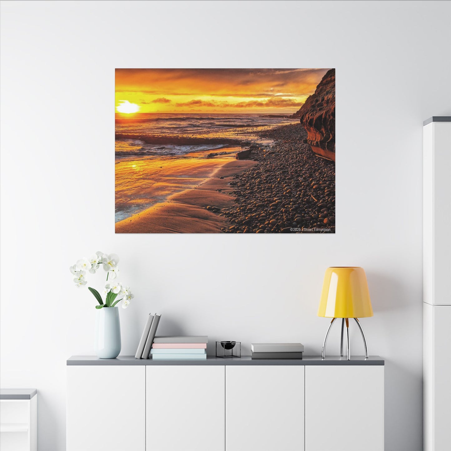 Swamis Vibe Encinitas California JSE Photograph #308 Swamis Reef Sunset Beach Canvas Art, Stretched Wall Decor, Coastal Home Decor, Ocean Sunset Artwork, Beach Lover Gift