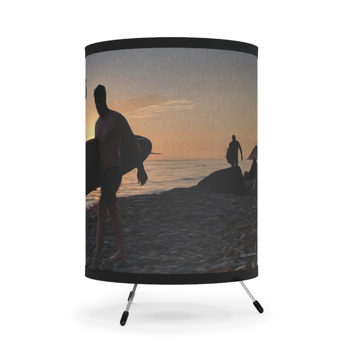 Swamis Vibe Surf and Sunsets Swamis Surf Beach Lamp #2. Tripod Surfing Lamp with High-Res Printed Shade, Coastal Decor, Home Lighting, Beach Aesthetic, Unique Gift for Surfers, California Style