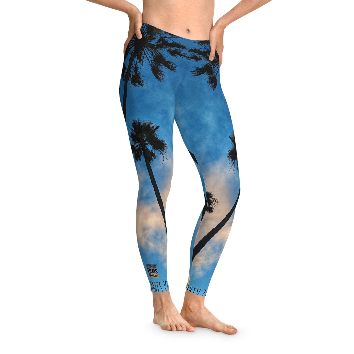 Swamis Vibe Encinitas California JSE Designs Palm Tree Leggings #3. Tropical Palms Leggings - Perfect for Yoga, Beach Days, Summer Vibes, Exercise, and Casual Outings