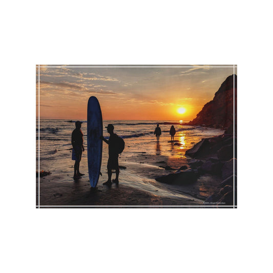 Swamis Vibe Surf and Sunsets Swamis Shoreline Silhouettes Beach Photo Block Art | Home Decor, Gift for Surfers, Photography Display, Coastal Vibes, Unique Wall Art