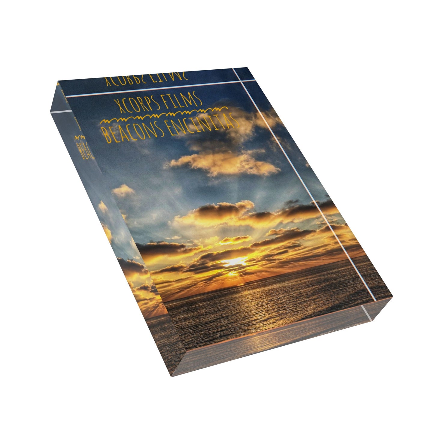 Swamis Vibe Surf and Sunsets Beacons Beach Sunset Scenic Photo Block, Sunset Wall Decor, Home Office Accessory, Gift for Photography Lovers