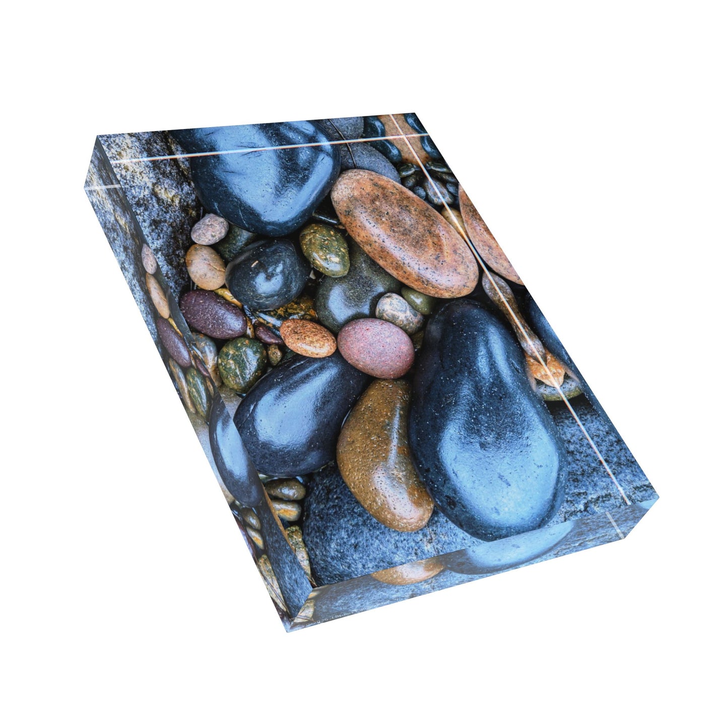 Swamis Vibe Surf and Sunsets Gallery Presents Swamis River Rock Mix #331 3D Photo Block Nature-Inspired Photo Block Display, Rock Decor, Home Aesthetic, Gift for Nature Lovers, Zen Decoration, Coastal Vibes