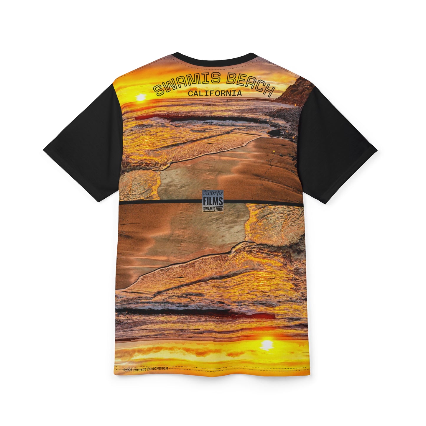 Swamis Vibe Encinitas California JSE Designs #4. Swamis Sunset Surfer Unisex T Tee, Gift for Surfers, Casual Summer Wear, Abstract Designs, Ocean Lover Shirt, Men’s & Women’s Apparel