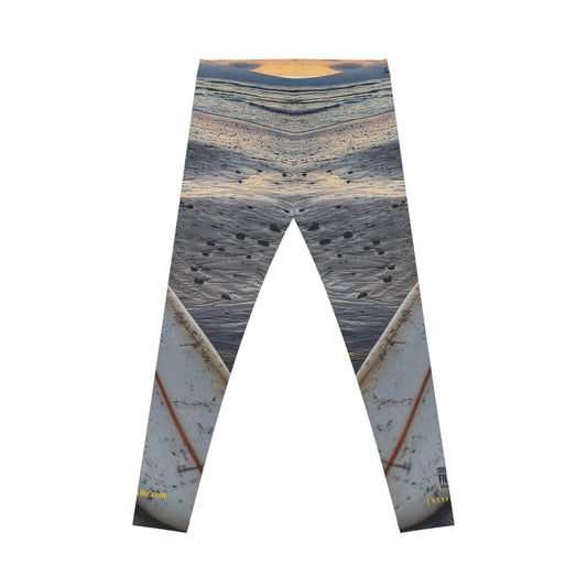 Swamis Vibe Encinitas California JSE Designs Surfer Sunset Leggings #4. Stylish Women's Casual Leggings, Trendy Everyday Wear, Comfortable Active Leggings, Unique Printed Leggings, Gift for Her