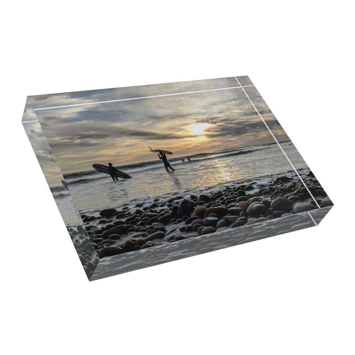 Swamis Vibe Surf and Sunsets Swamis Beach Scene #6. Photo Block Display, Elegant Decorative Photo Block, Home Decor, Gift for Photo Lovers, Personalized Art Display