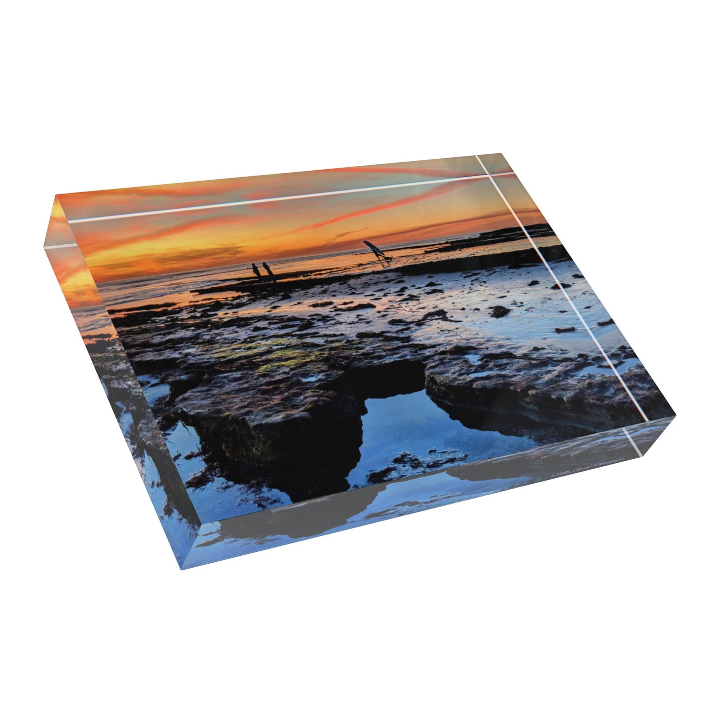 Swamis Vibe Surf and Sunsets Swamis Low Tide Sunset #11. Stunning Photo Block - Landscape Art, Home Decor, Gift for Nature Lovers, Wall Art, Photography Keepsake