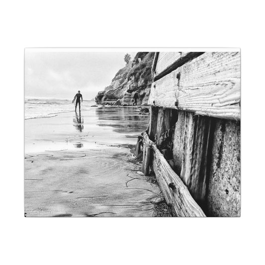 Swamis Vibe Encinitas California JSE Photograph #1221 Surfer on Swamis Beach BW Surfing Wall Art Print, Black and White Coastal Decor, Beach Lover Gift, Home Office Artwork, Surfer Canvas
