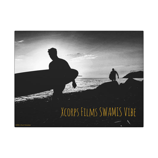 Swamis Vibe Encinitas California JSE Photograph #1029 Swamis Surfers Silhouettes Surfing Art Print, Black-and-White Canvas Wall Decor, Beach Vibe, Surf Culture Home Decoration, Gift for Surfers, Beach Lovers