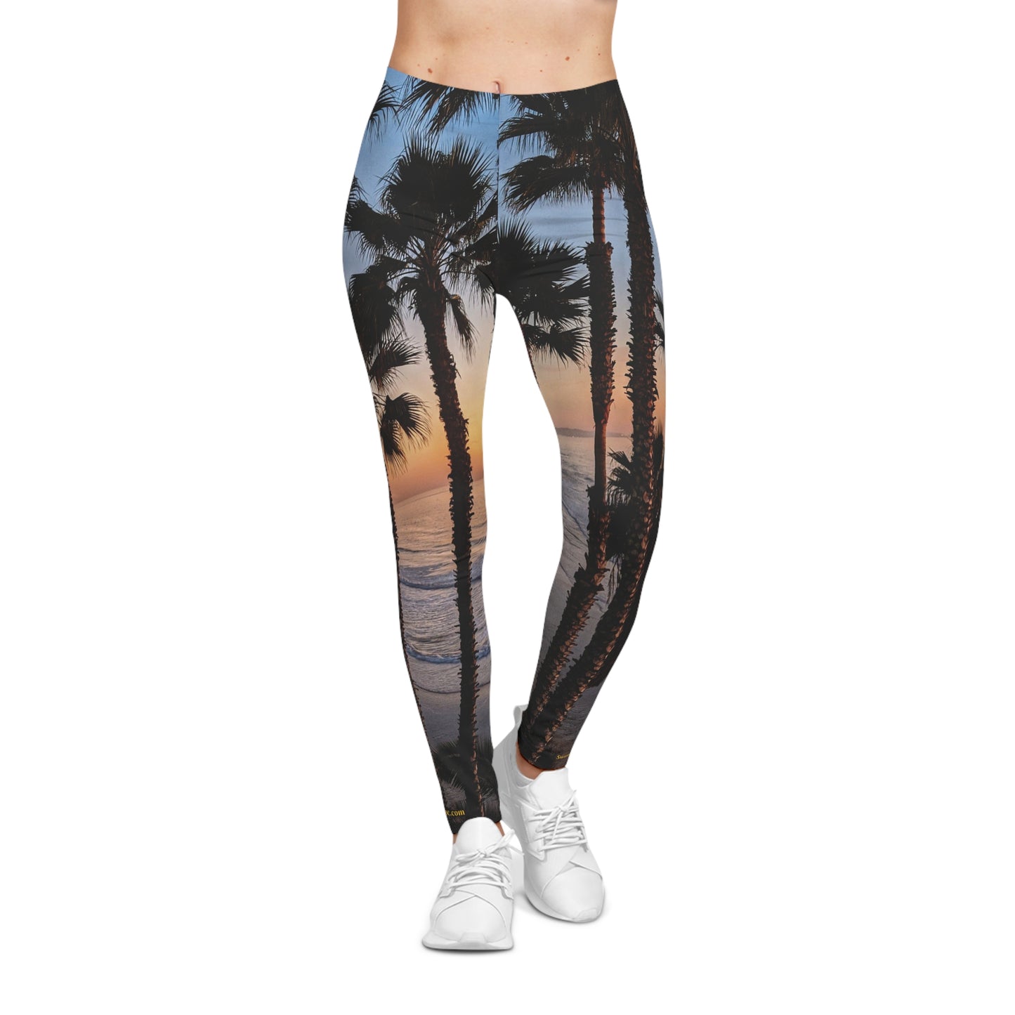 Swamis Vibe Encinitas California JSE Designs Palm Tree Leggings #1 Leggings Swamis Vibe Beach Sunset Surfing Women's Casual