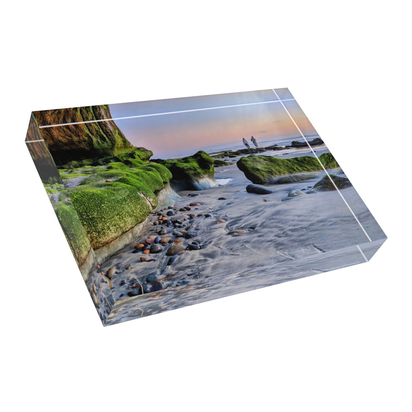 Swamis Vibe Surf and Sunsets Low Tide Shoreline #1. Scenic Photo Block Display, Beach Decor, Nature Photography Gift, Home Icebreaker, Personalized Wall Art