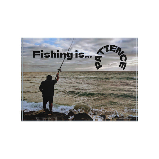 Swamis Vibe Surf and Sunsets 3D Photo Blocks Fishing Is Patience. Ocean Fishing Photo Block, Home Decor, Gift for Fisherman, Coastal Wall Art, Personalized Picture Display, Inspirational Art