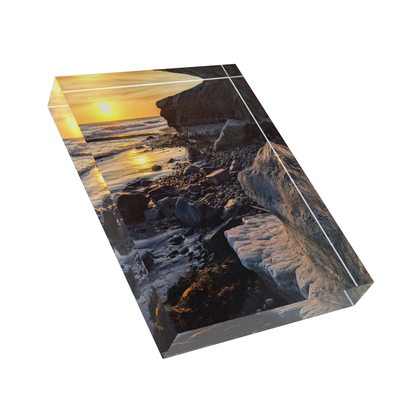 Swamis Vibe Surf and Sunsets 3D Photo Blocks - Ancient Swamis Reef at Low Tide Sunset Photo Block Elegant Photo Block Display - Perfect for Home Office Decor