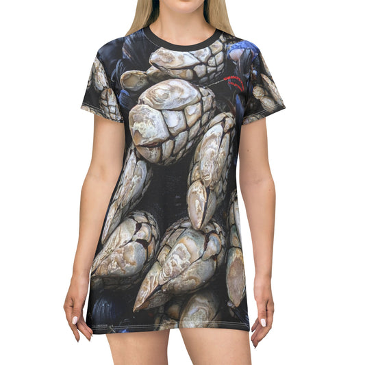 Swamis Vibe Encinitas California JSE Designs Barnacle Beach Dress #1. Artistic Nature T-Shirt Dress Nature-Inspired T-Shirt Dress, Casual Wear, Beach Cover-Up, Summer Fashion, Unique Gift for Her, Outdoor Adventures