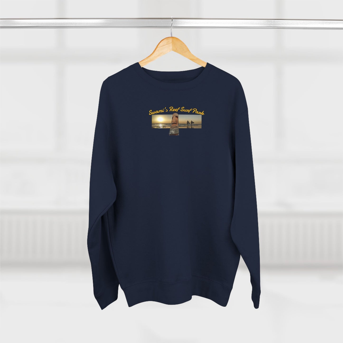 Swamis Vibe Encinitas California JSE Designs #1. Custom Designed Swamis Surf Park Crewneck Unisex Sweatshirt - Beautiful Surfing Beach Sunset California Coast