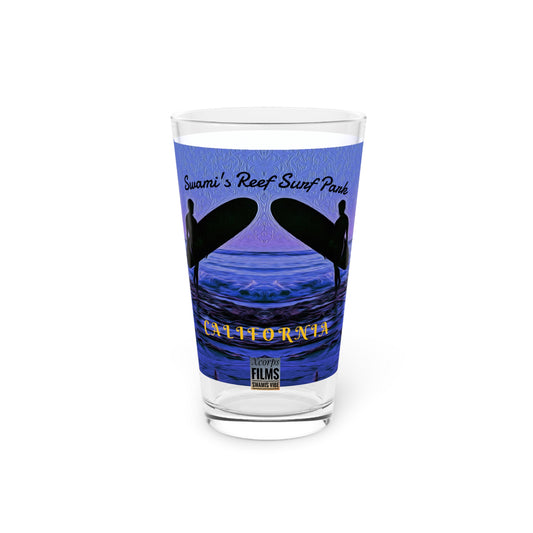 Swamis Vibe Encinitas California JSE Designs Purple Moon Surfer 16oz Drinking Glass #1.