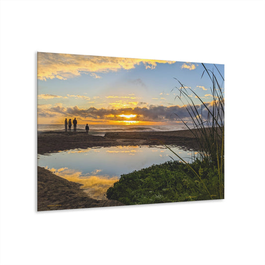 JSE Photo Sunset Storm Carlsbad California Sunset Beach Acrylic Print — Coastal Landscape Wall Art (French Cleat Hanging)