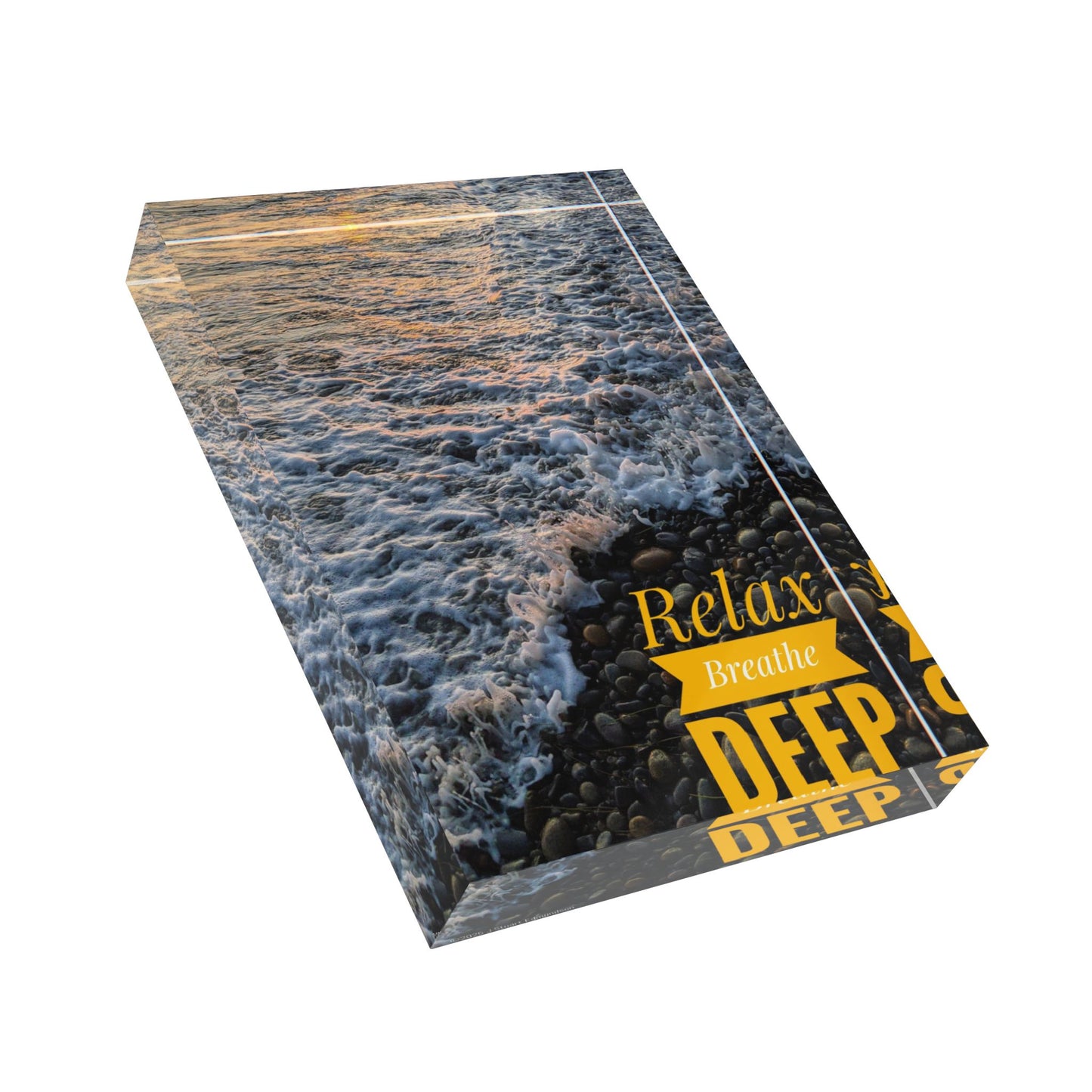 Swamis Vibe Relaxing Photo Block with Inspirational Quote, Home Decor, Gift for Nature Lovers, Desk Accessory, Beach Themed Decoration