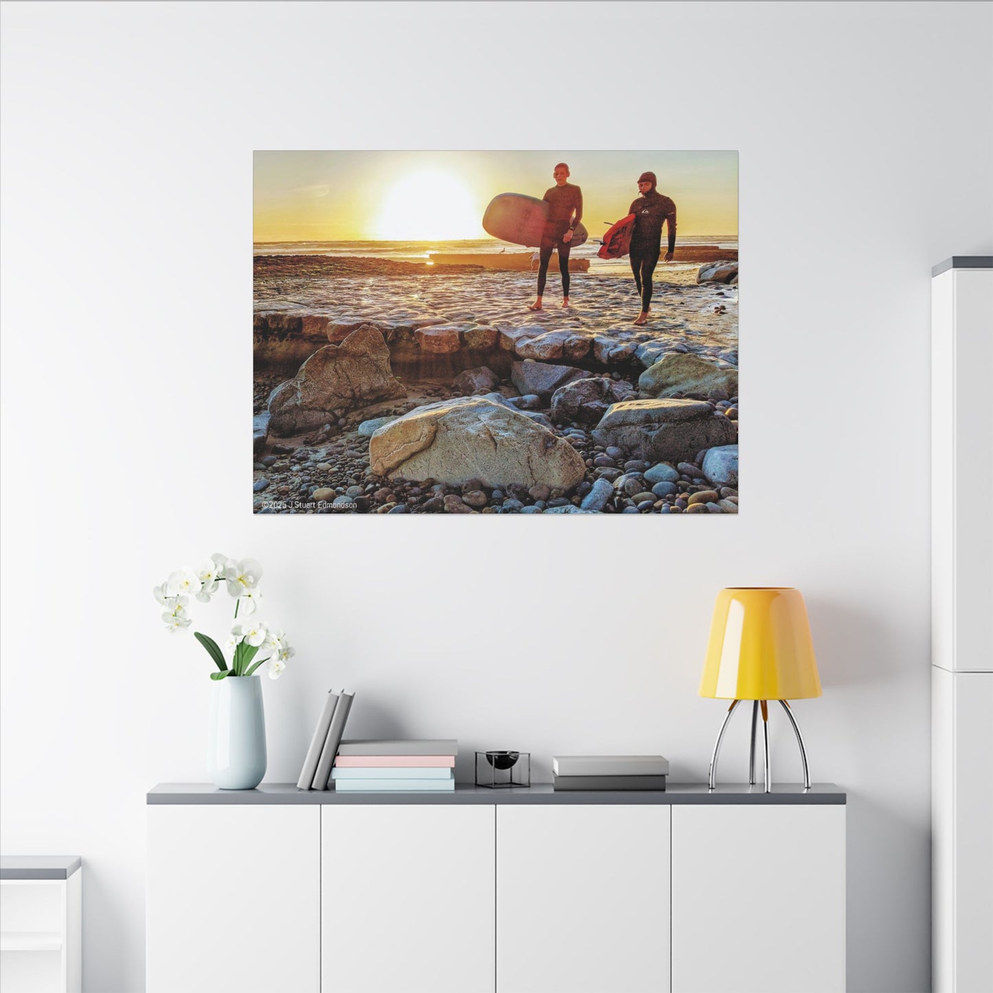 Swamis Vibe Encinitas California JSE Photograph #336 Surfers Walking On Swamis Reef Surfing Sunset Canvas Wall Art, Coastal Decor, Beach Lover Gift, Surf Art, Ocean Vibes, Home Wall Decor