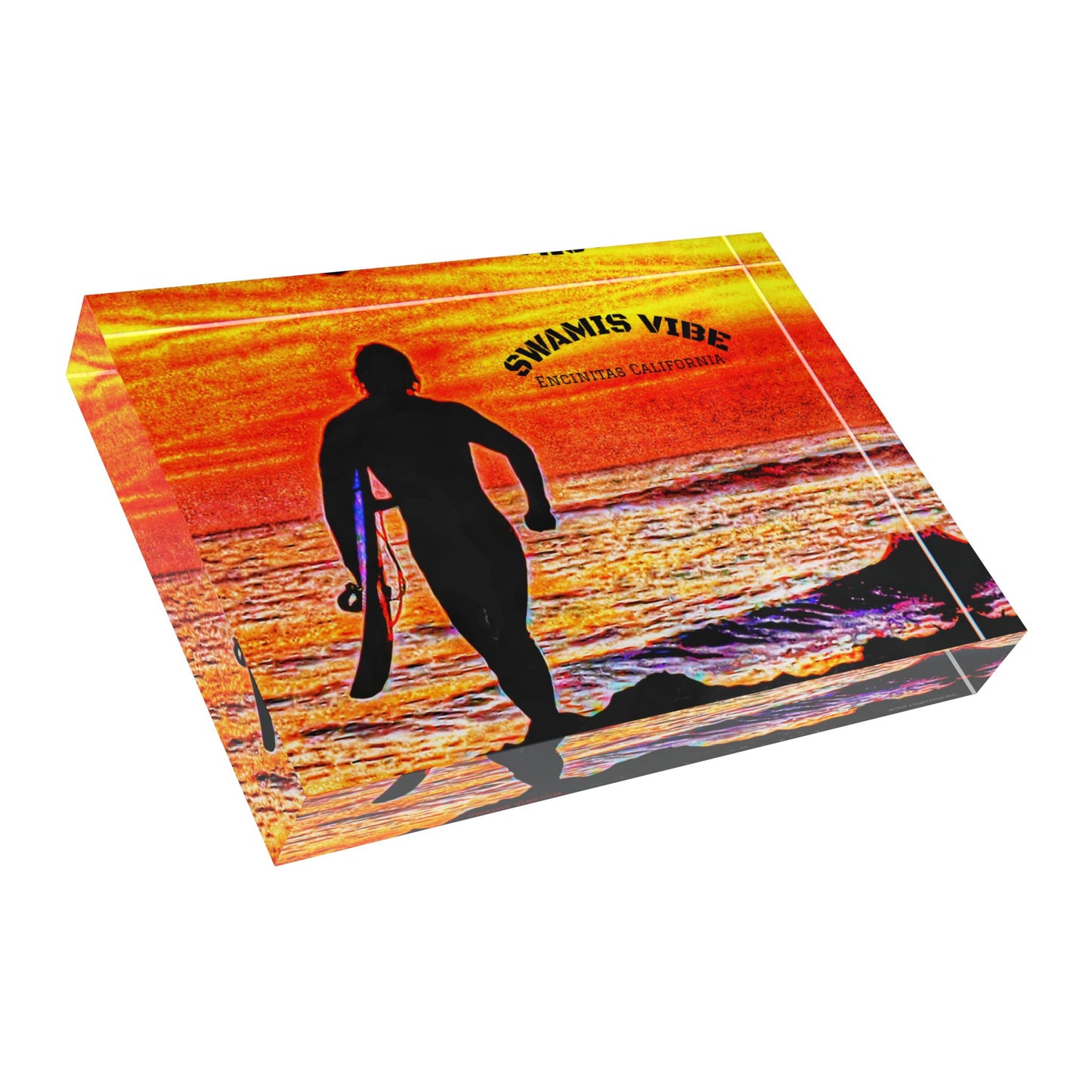 Swamis Vibe Surf and Sunsets 3D Photo Blocks - Swamis Vibe Surfer Man #1140 Swamis Vibe Photo Block | Coastal Wall Art, Surf Decor, Ocean Lover Gift, Home Office Decor, Inspirational Keepsake