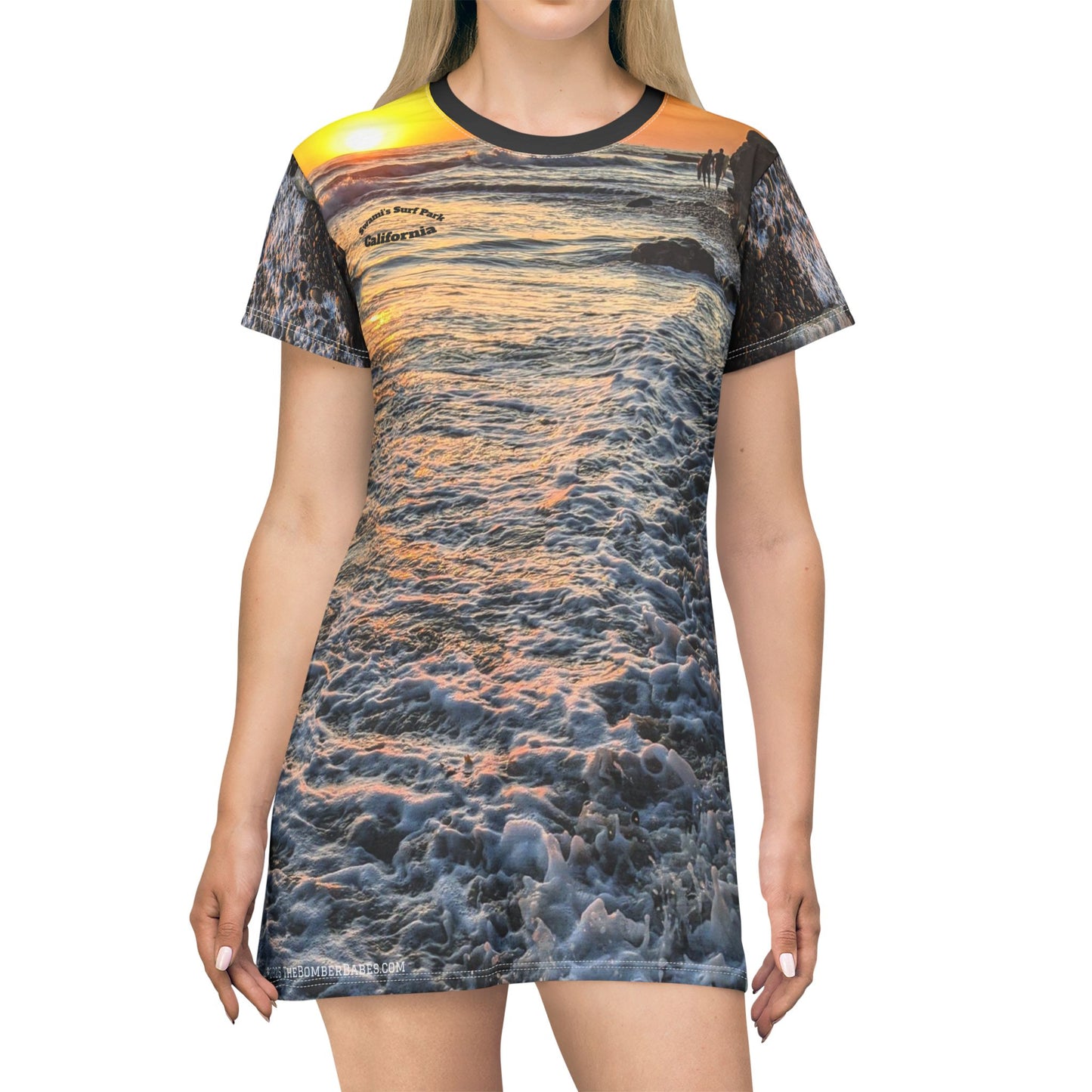 Swamis Vibe Sunset Surf Beach T Dress #9. Artistic Nature California Shoreline T-Shirt Dress Sunset Beach T-Shirt Dress, Vacation Outfit, Summer Dress, Beachwear, Casual Dress, Gift for Her