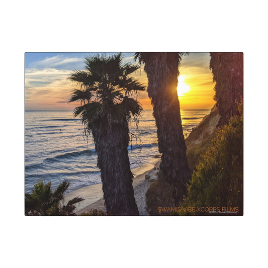 Swamis Vibe Encinitas California JSE Photograph #102 Swamis Sunset Palms and Waves Coastal Sunset Canvas Print, Wall Art, Beach Decor, Home Decor, Nature Wall Art, Tropical Print