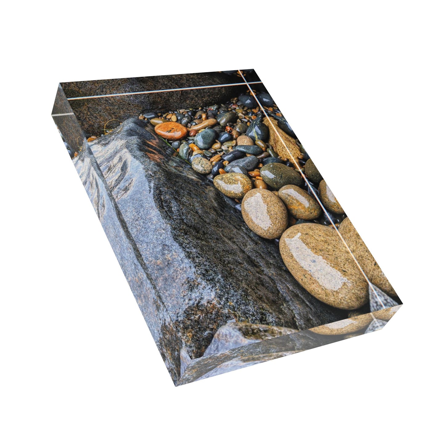 Swamis Vibe Surf and Sunsets Gallery Presents River Rocks and Melted Rocks 3D Photo Block Natural Stone - Custom Home Decor, Photography Display, Gift for Nature Lovers, Wall Art, Unique Keepsake