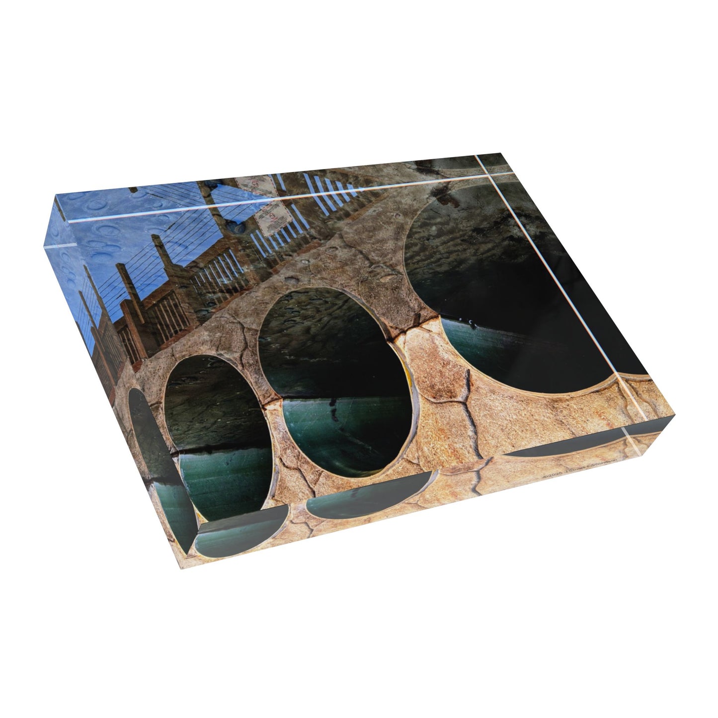 Swamis Vibe Surf and Sunsets Moonlight Beach Pipe Abstraction #7. Nature-Inspired Photo Block Display, Unique Home Decor, Office Wall Art, Gift for Nature Lovers, Modern Photo Stand