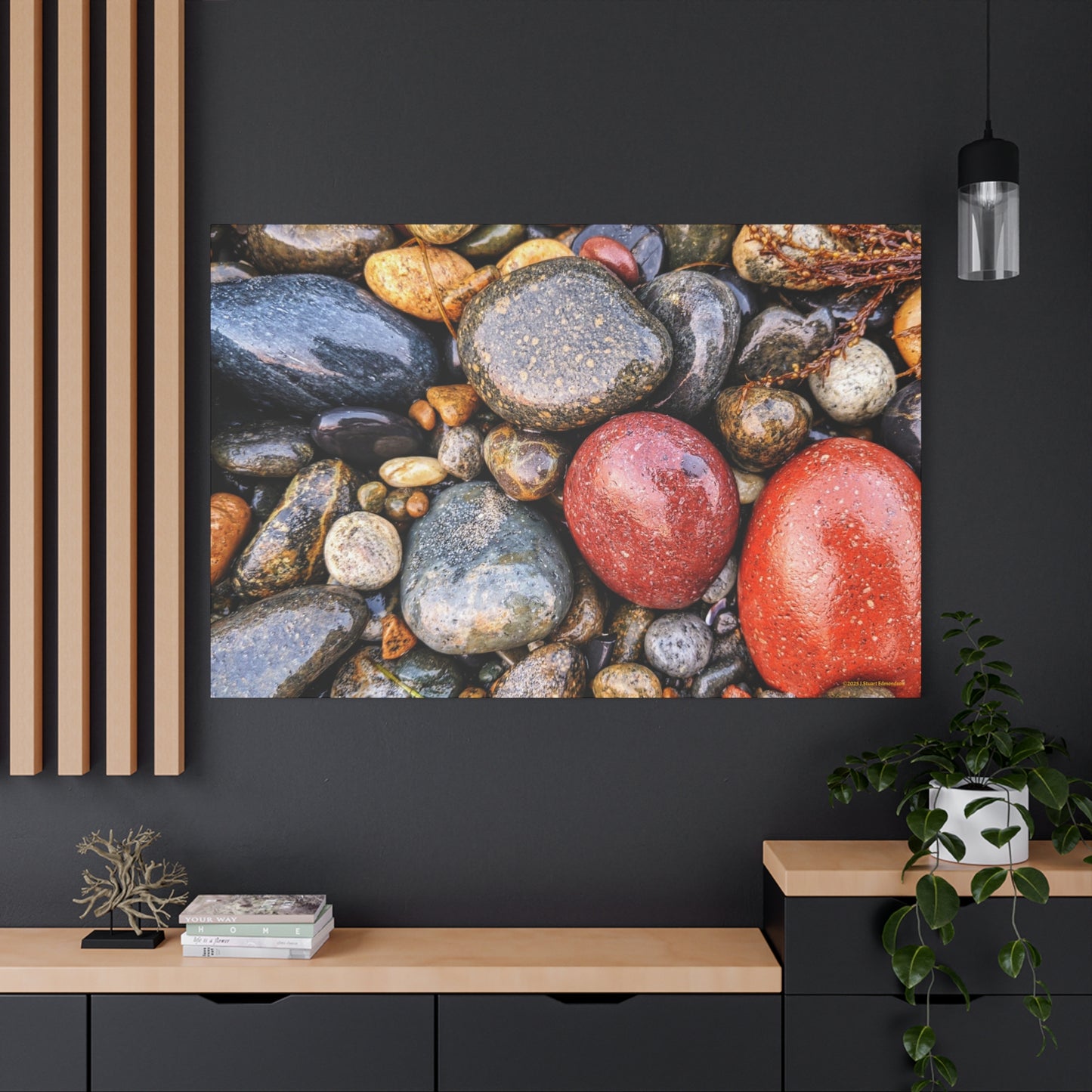 Swamis Vibe Encinitas California JSE Photograph - Beach Rocks Mix #426 Natural Stone Art Canvas, Home Decor, Wall Art, Gift for Nature Lovers, Rustic Aesthetic, Gallery Wrap Print