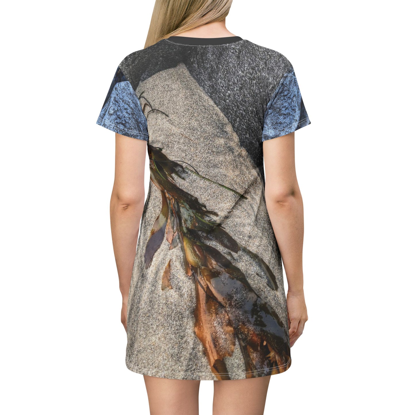 Swamis Vibe Stone T-Shirt Beach Dress #1. Nature-Inspired T-Shirt Dress for Relaxed Vibes, Perfect for Casual Outings, Summer Events, Beach Days, Eco-Friendly Fashion