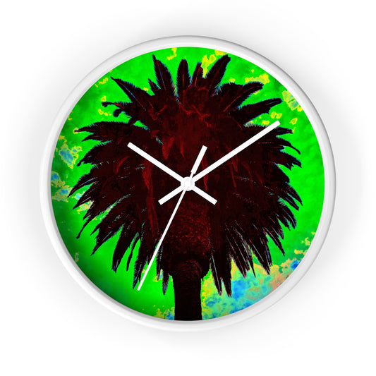 Swamis Vibe Encinitas California JSE Designs Swamis Surfing Sunset Wall Clock #5. Queen Palm Tropical Palm Wall Clock, Colorful Home Decor, Beach Vibes, Unique Gift for Nature Lovers, Boho Style
