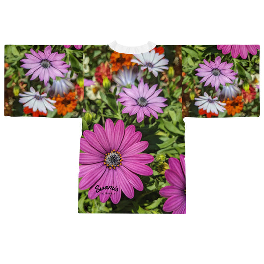 Swamis Vibe JSE Cali Designs Swami's Surf Park Photo Collection #117 Purple Daisy Kimono Robe Floral Print Long Sleeve Kimono Robe, Cozy Lounge Wear, Perfect for Gifting, Spa Days, Spring Fashion, Relaxation, Boho Chic