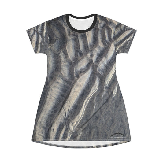 Swamis Sand Ripple T-Shirt Beach Dress #11. Swamis Artistic Nature T-Shirt Dress Beach T-Shirt Dress, Casual Summer Dress, San Ripple Print Dress, Bohemian Style Dress, Perfect Gift for Her, Versatile Everyday Wear