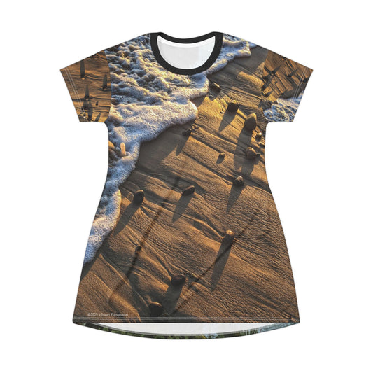 Swamis Vibe Coastal T-Shirt Beach Dress #3. Shoreline Beach Sunset T-Shirt Dress, Summer Outfit, Casual Dress, Vacation Wear, Ocean Lover Gift