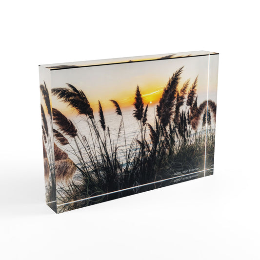 Swamis Vibe Surf and Sunsets Swamis Pampass Grass Sunset #1. Photo Block, Nature Display Stand, Home Decor, Gift for Him/Her, Personalized Photography