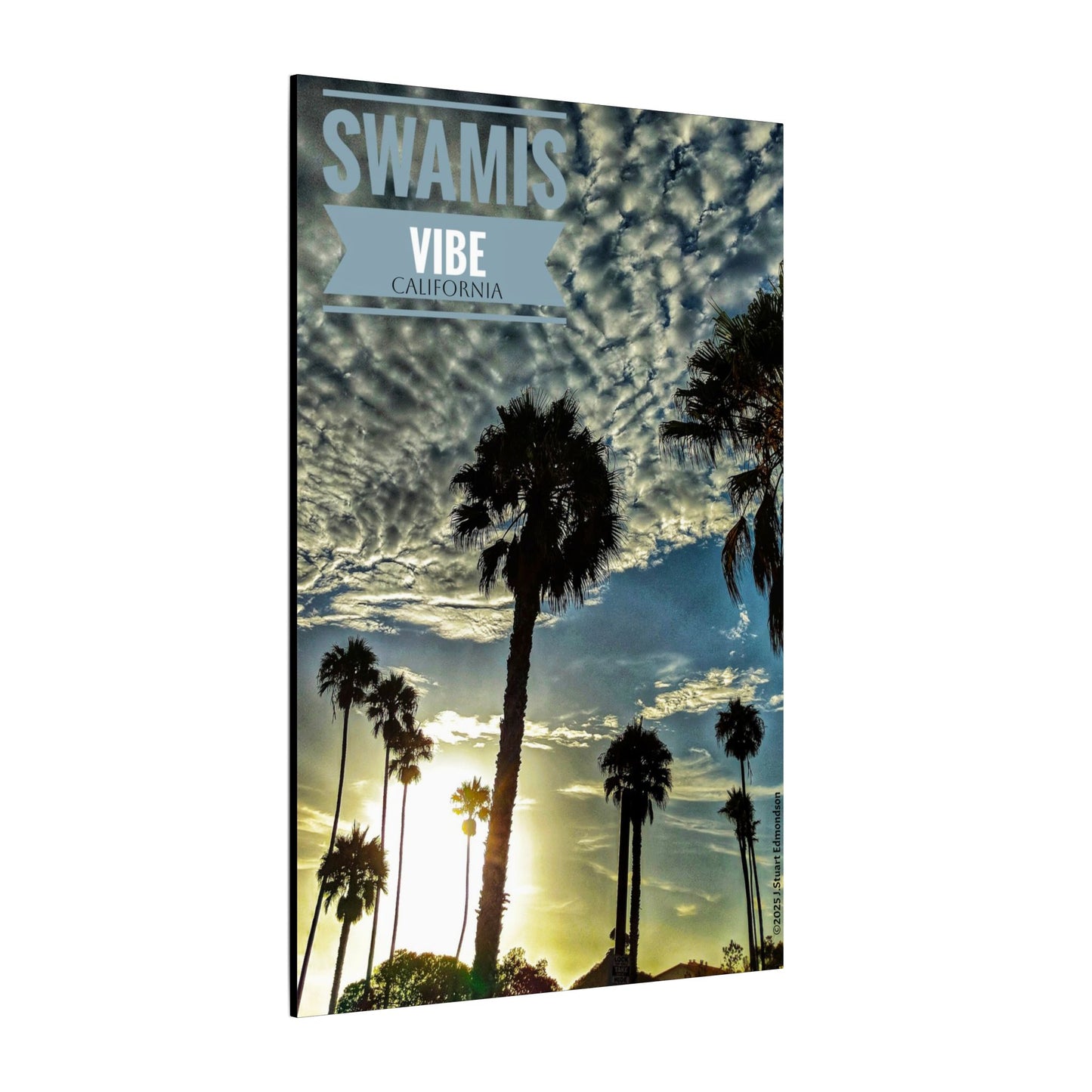 Swamis Vibe Encinitas California JSE Photograph #223 Sun Clouds Palms Sunset Palm Tree Canvas Art, Tropical Wall Decor for Home, Beach House Vibe, Gift for Nature Lovers, Summer Decoration