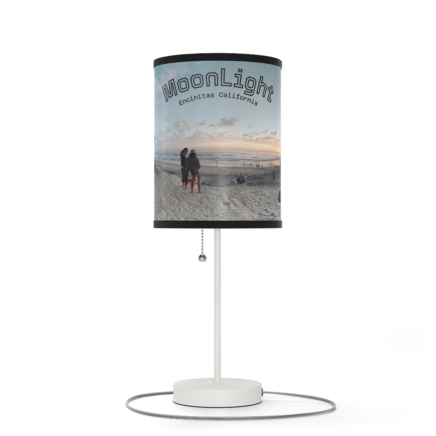 Swamis Vibe MoonLight Beach Table Desk Lamp #402 Featuring Panorama Moonlight Beach Lifeguard Station Sunset