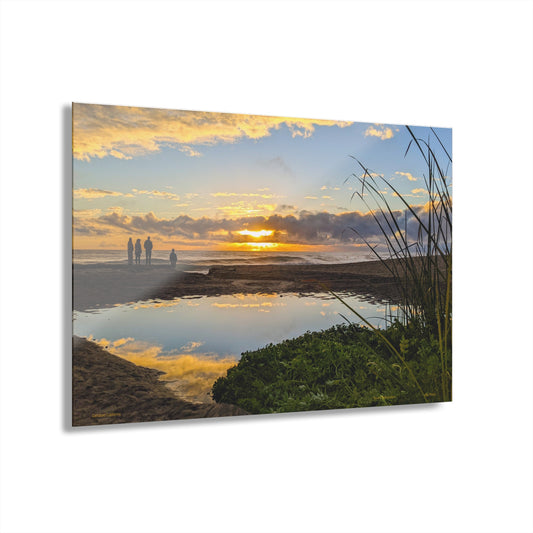 JSE Photo Sunset Storm Carlsbad California Sunset Beach Acrylic Print — Coastal Landscape Wall Art (French Cleat Hanging)